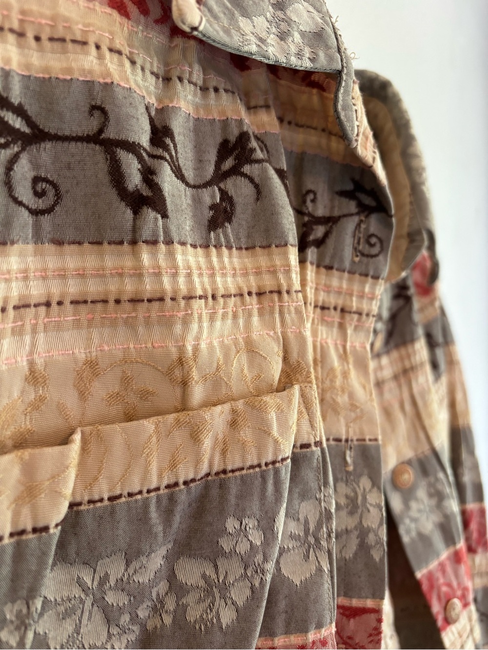 Alfred Dunner Patterned Button-Up Jacket - Red, Gray & Cream - Picture 2 of 5